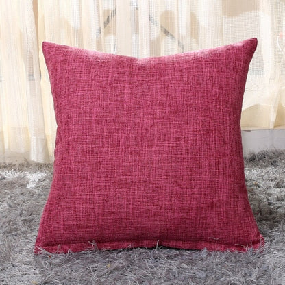 Simply Linen Pillow Cover shown here in rose red.