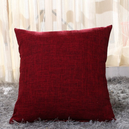 Simply Linen Pillow Cover in wine red.
