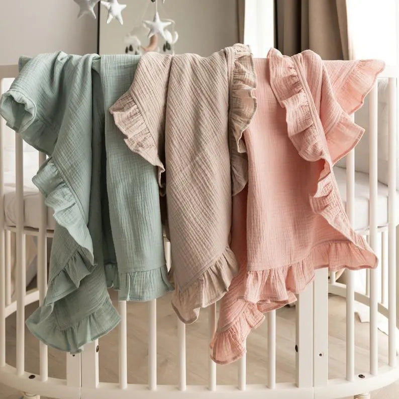 100% Organic Cotton Ruffled Baby Swaddle