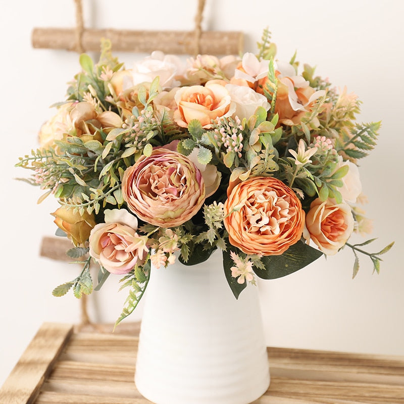 Artificial Silk Peony and Roses Bouquet