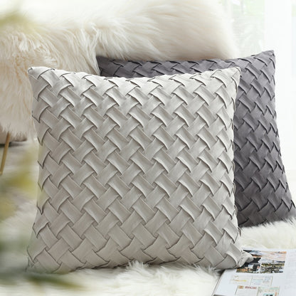 The Basket Weave design of this pillow cover is exquisite and chic, while adding a bit of vintage charm with it's eye-catching weave pattern. Available in 6 colors: cherry pink, dusty pink, pink, light green, light grey, and grey. 2 sizes: 12"X20" lumbar pillow cover and 18"X18" square pillow cover.  Grey and Light grey.