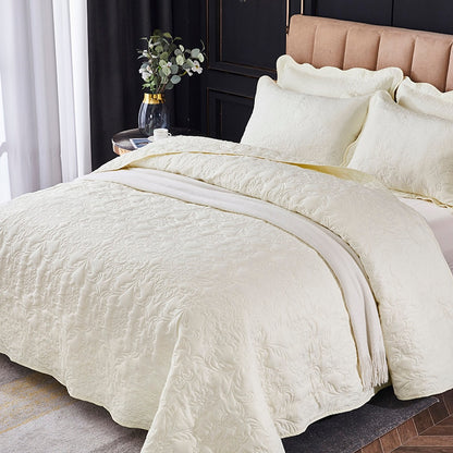 Velvety Cotton Quilted Bedspread Coverlet