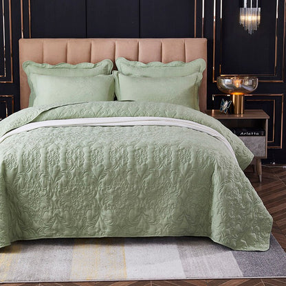 Velvety Cotton Quilted Bedspread Coverlet