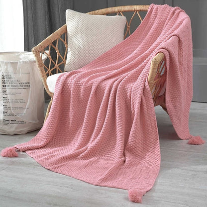 Traditional Knit Throw with Tassels