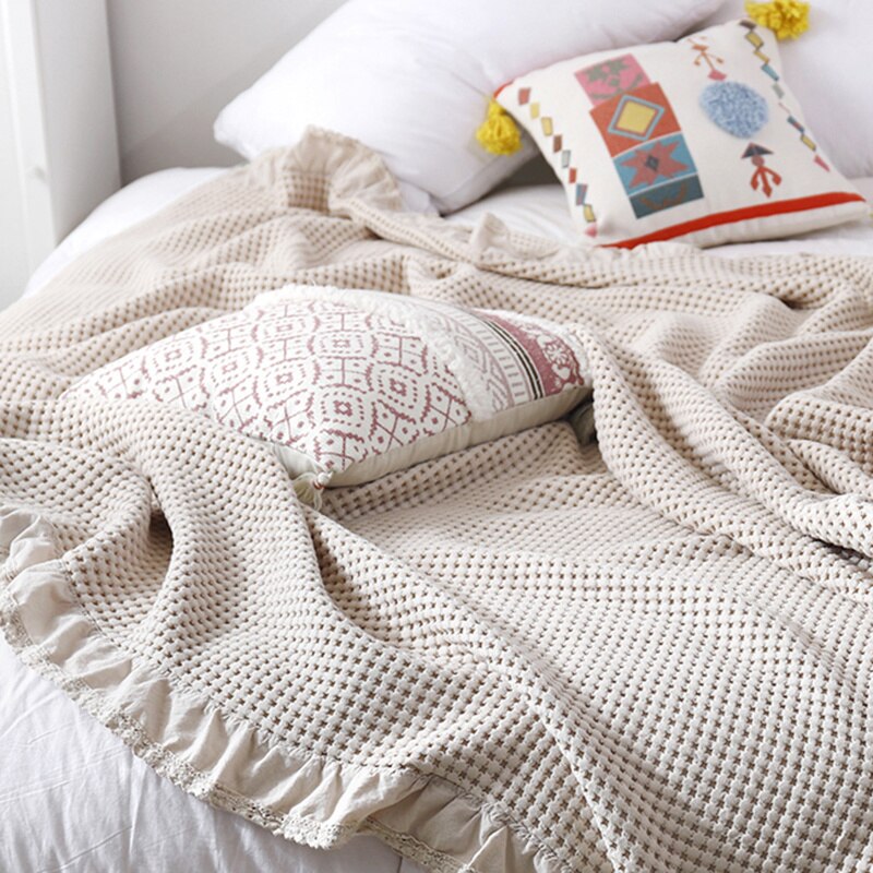 Classic 100 Cotton Waffle Weave Knit Blanket