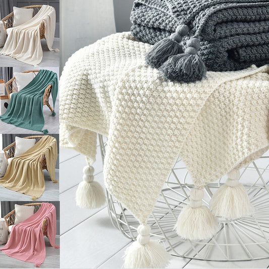 Traditional Knit Throw with Tassels