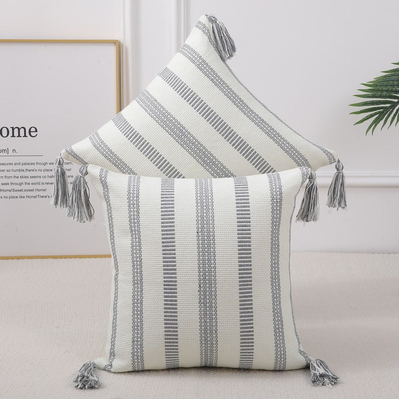 Stripes and Tassels Pillow Covers