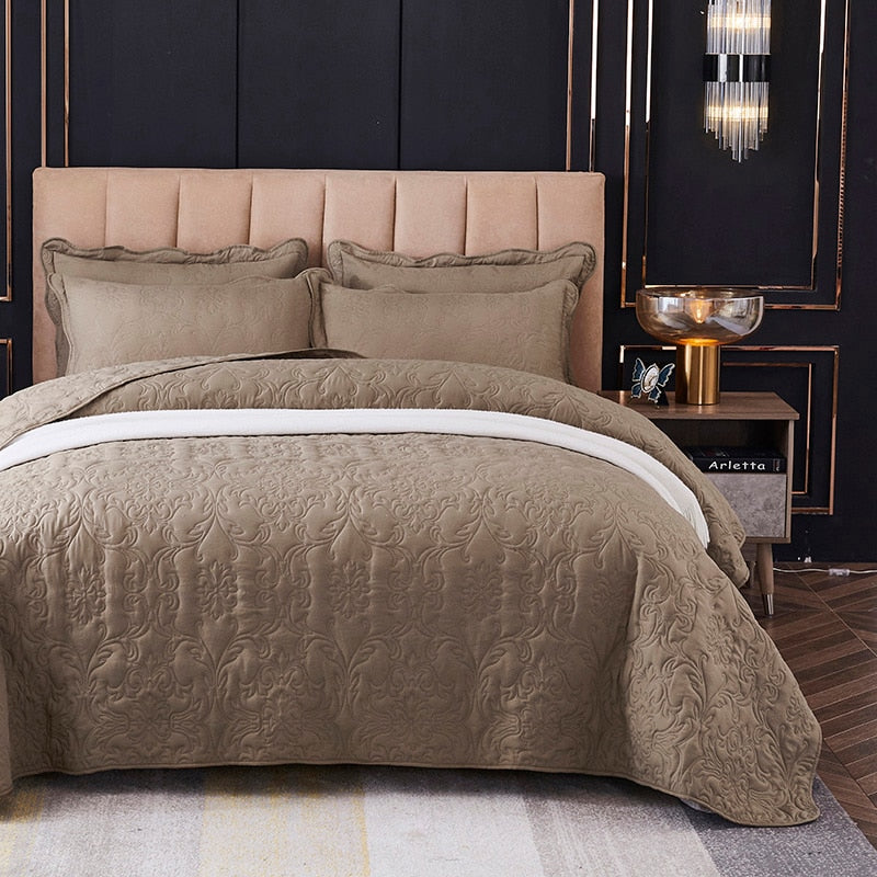 Velvety Cotton Quilted Bedspread Coverlet