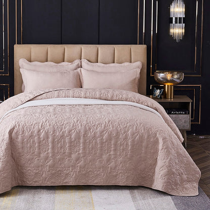 Velvety Cotton Quilted Bedspread Coverlet