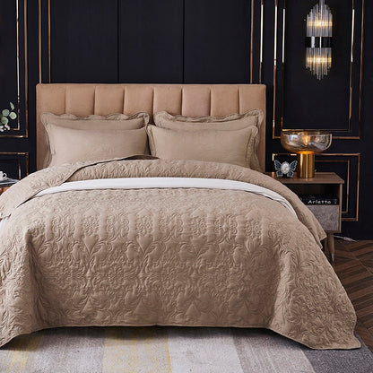 Velvety Cotton Quilted Bedspread Coverlet