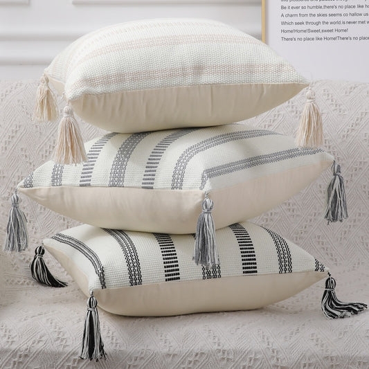 Stripes and Tassels Pillow Covers