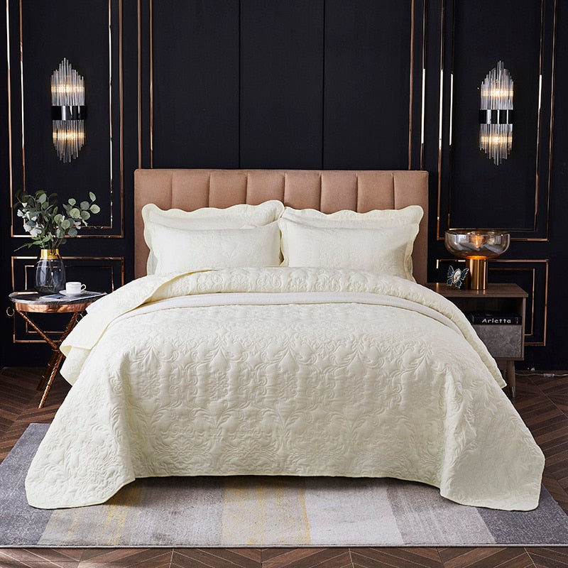 Velvety Cotton Quilted Bedspread Coverlet