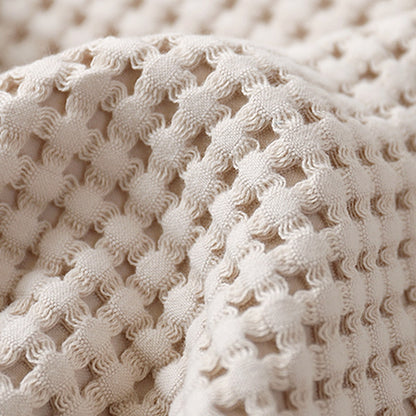 Classic 100% Cotton Waffle Weave Knit Blanket