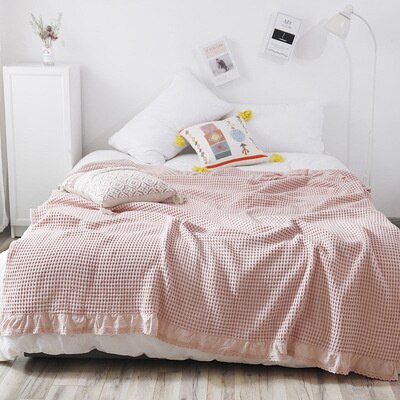 Classic 100% Cotton Waffle Weave Knit Blanket