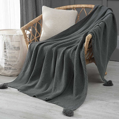 Traditional Knit Throw with Tassels