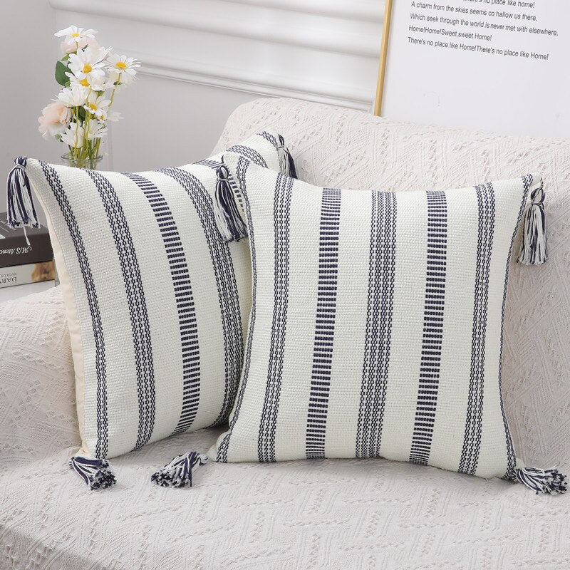 Stripes and Tassels Pillow Covers