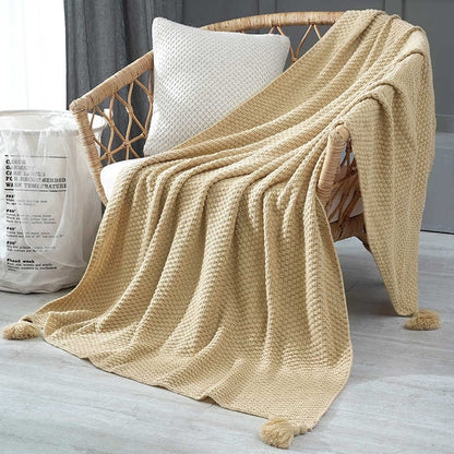 Traditional Knit Throw with Tassels