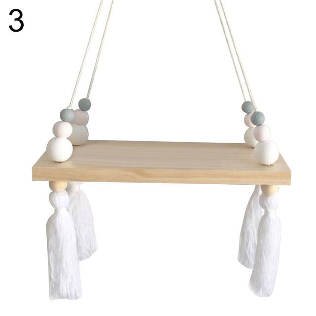 Tassel and Beads Wood Shelf