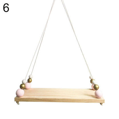 Tassel and Beads Wood Shelf