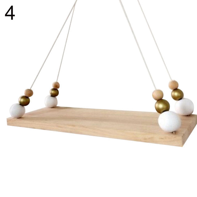 Tassel and Beads Wood Shelf