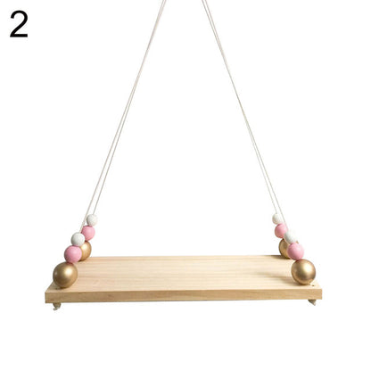 Tassel and Beads Wood Shelf