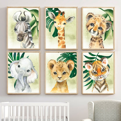 Tropical Jungle Babies Canvas Art