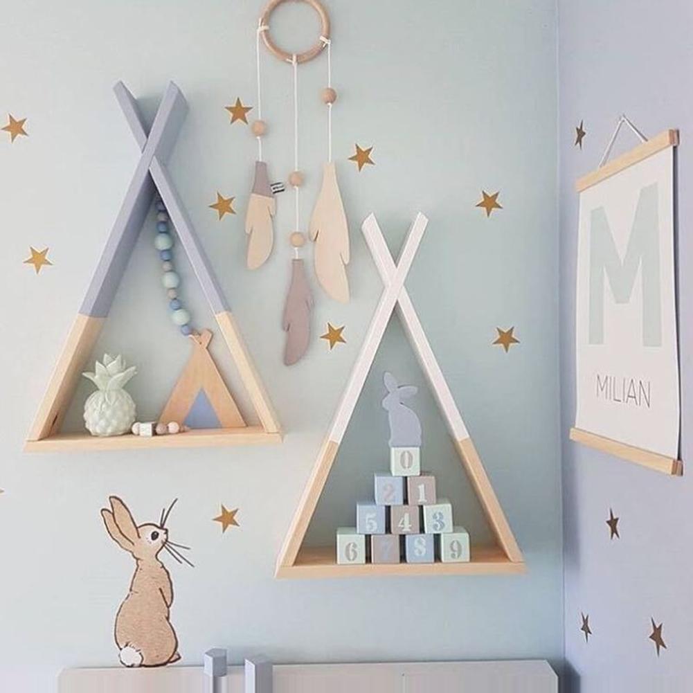 Wood Teepee Wall Shelf