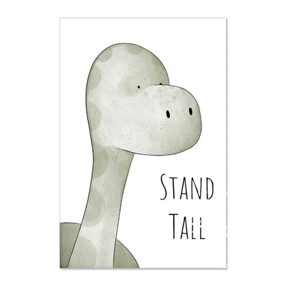 Animal Inspirations Canvas Wall Art.  Baby T-Rex on white background.  Affirmation is "Stand Tall".