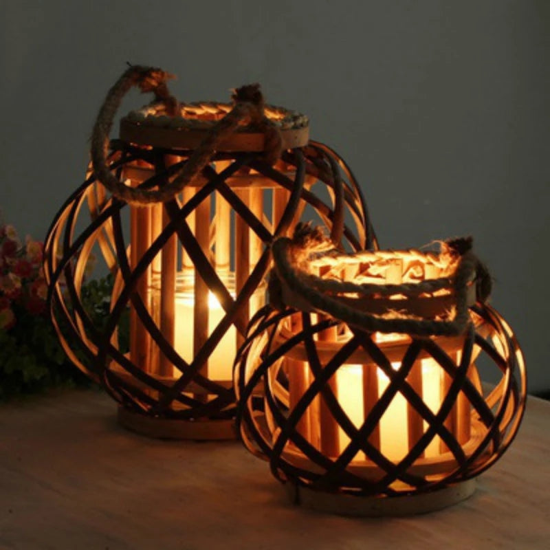 Coastal Wicker Candle Lantern