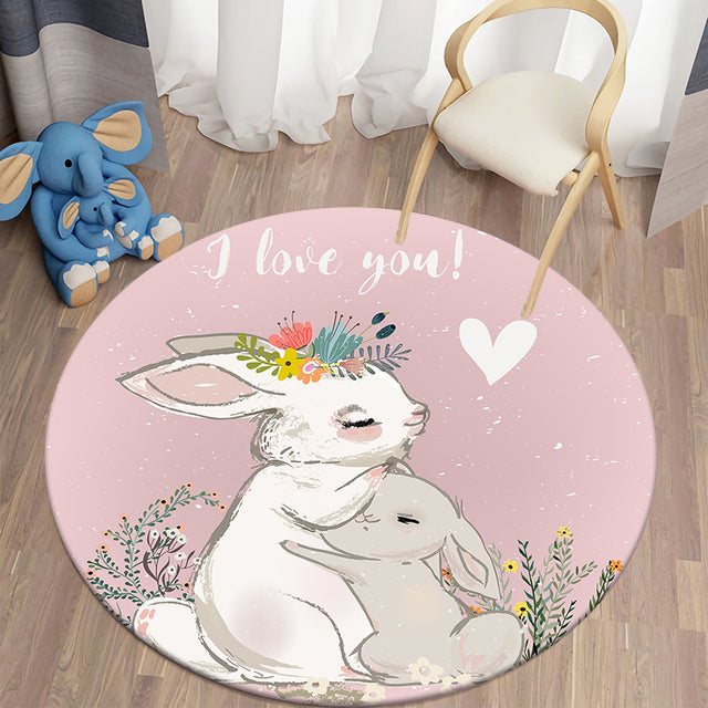 Bunny Collection Round Nursery Rug