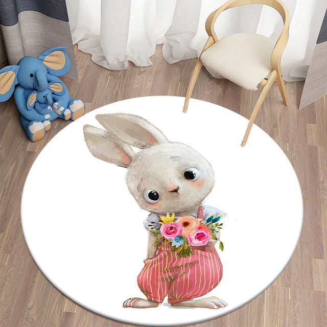 Bunny Collection Round Nursery Rug