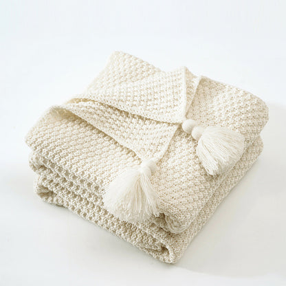 Cozy Knit Throw Blanket with Tassels