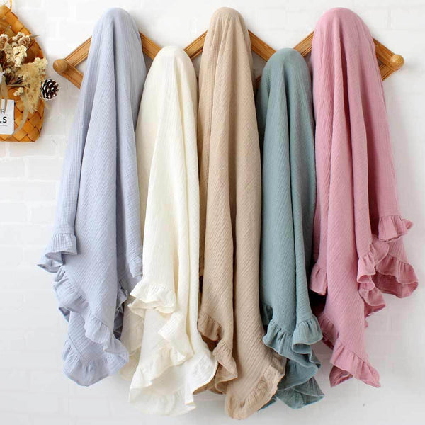 Cotton Muslin Ruffled Swaddle Blanket