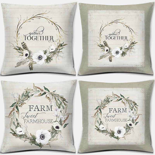 Floral Farmhouse and Feather Pillow Cover