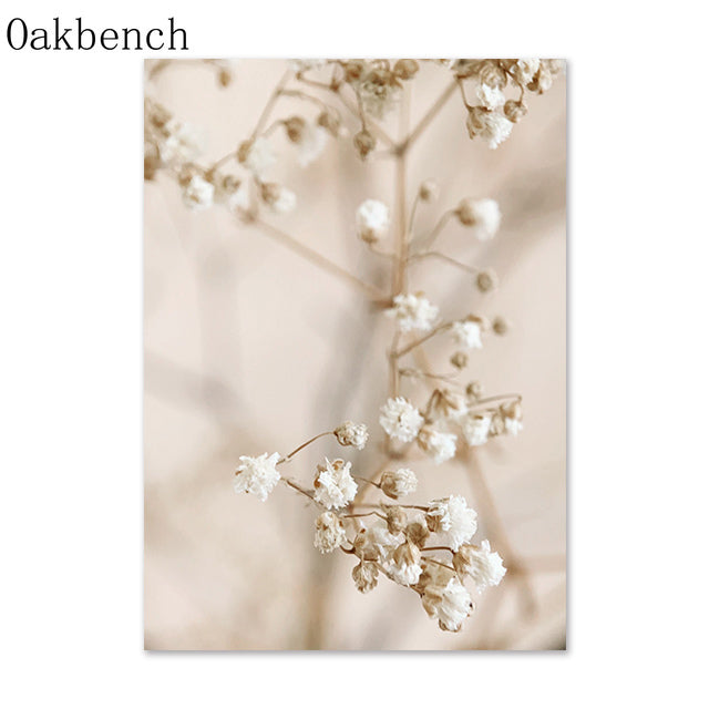 Beach Prints on Canvas Wall Art.  Premium, high quality inks used for this canvas wall art depicting tiny white flower buds similar to baby's breath with a filtered background.